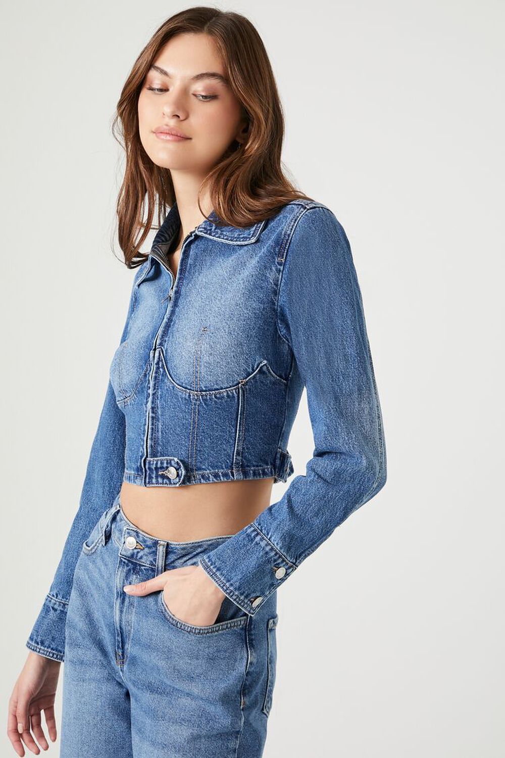 Cropped Denim Trucker Jacket